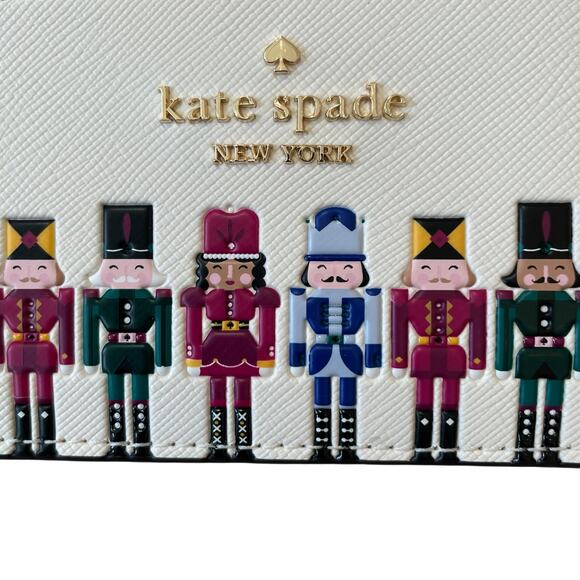 Kate Spade Oh What Fun Nutcracker Large Slim Card Holder Meringue NEW - Picture 3 of 14